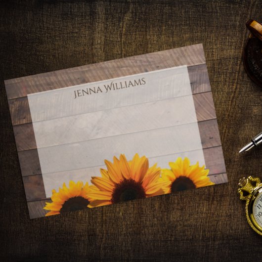 Rustieke schuur hout en zonnebloemen gepersonalise post-it® notes