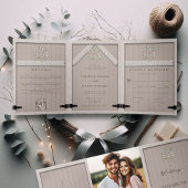 Rustieke schuur Hout Eucalyptus Crest Elegant Huwe Drieluik Uitnodiging