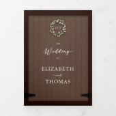 Rustieke schuur hout Eucalyptus Crest formele brui Drieluik Uitnodiging (Cover)