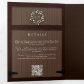 Rustieke schuur hout Eucalyptus Crest formele brui Drieluik Uitnodiging (Binnenzijde eerst)