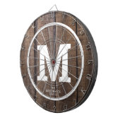 Rustieke schuur hout familie gepersonaliseerd mono dartbord (Voorkant Rechts)
