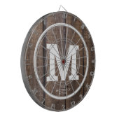 Rustieke schuur hout familie gepersonaliseerd mono dartbord (Voorkant Links)