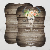 Rustieke schuur hout Floral Antler Hunt's Over Bru Kaart (Voorkant / Achterkant)