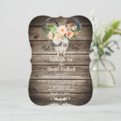 Rustieke schuur hout Floral Antler Hunt's Over Bru Kaart (Staand voorkant)