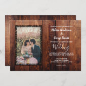 Rustieke schuur hout foto land Bruiloft Kaart (Voorkant / Achterkant)