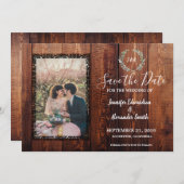 Rustieke schuur hout  foto Save the Date Kaart (Voorkant / Achterkant)