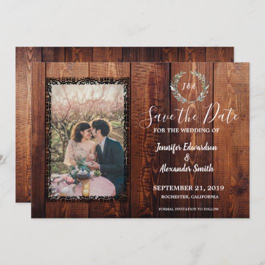 Rustieke schuur hout  foto Save the Date Kaart (Voorkant / Achterkant)