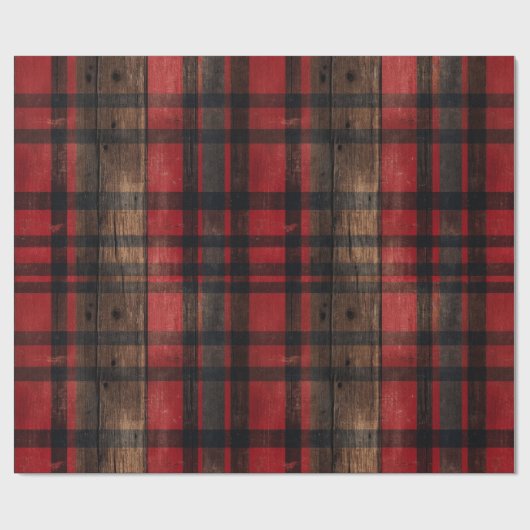 Rustieke schuur hout geruite kerst inpakpapier (Vlak)