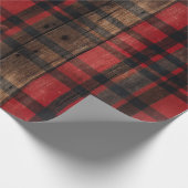 Rustieke schuur hout geruite kerst inpakpapier (Hoek)