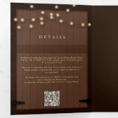 Rustieke Schuur Hout Gouden Kalligrafie Elegante b Drieluik Uitnodiging (Binnenzijde eerst)