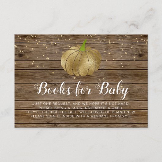 Rustieke Schuur Hout Gouden Pompoen Baby shower Bo Informatiekaartje (Voorkant)