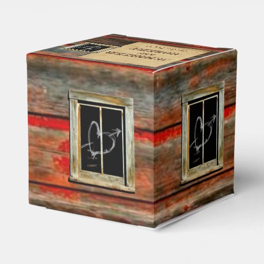 Rustieke schuur hout graffiti hart bruiloft gunst  bedankdoosjes (Achterkant)