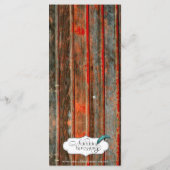 Rustieke schuur hout graffiti hart bruiloft menu (Achterkant)