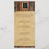Rustieke schuur hout graffiti hart bruiloft menu (Voorkant)