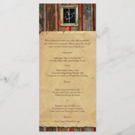 Rustieke schuur hout graffiti hart bruiloft menu