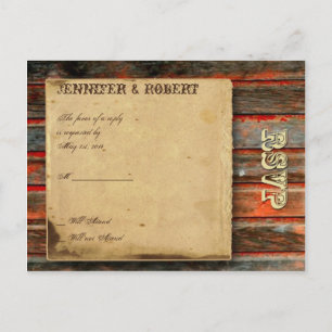 Rustieke Schuur Hout Graffiti Heart Window RSVP Uitnodiging Briefkaart
