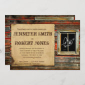 Rustieke schuur hout hart raam bruiloft uitnodigin kaart (Voorkant / Achterkant)