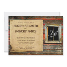 Rustieke schuur hout hart raam bruiloft uitnodigin