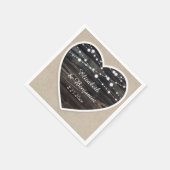 Rustieke schuur hout hart string verlichting bruil servet (Hoek)