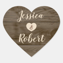 Rustieke Schuur Hout Hart Wedding Sticker