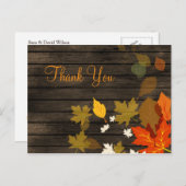Rustieke schuur hout herfst bruiloft dank u briefkaart (Voorkant / Achterkant)