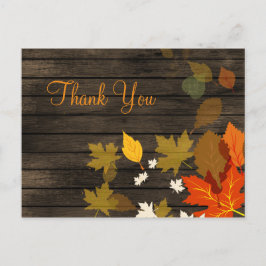 Rustieke schuur hout herfst bruiloft dank u briefkaart