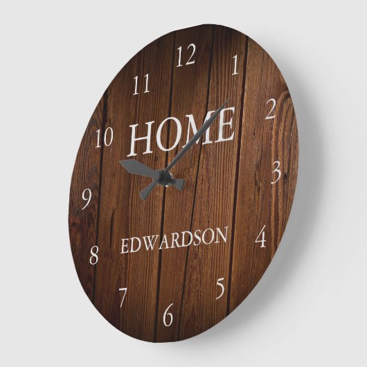 Rustieke schuur hout home script familienaam grote klok (Hoek)