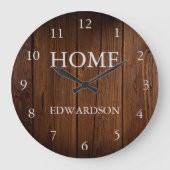 Rustieke schuur hout home script familienaam grote klok (Voorkant)