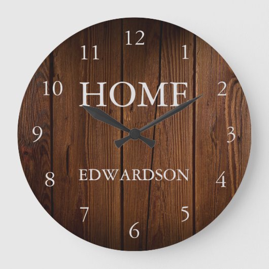 Rustieke schuur hout home script familienaam grote klok (Voorkant)