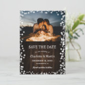 Rustieke Schuur Hout Kant Burlap Hearts Trouwfoto Save The Date (Staand voorkant)
