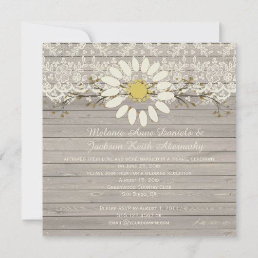 Rustieke Schuur Hout Kant Kant Bloem na de bruilof Kaart (Achterkant)