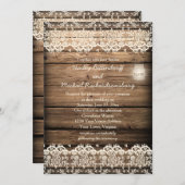 Rustieke schuur hout kant Mason Jar bruiloft Kaart (Voorkant / Achterkant)