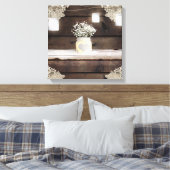 Rustieke schuur hout kant Mason Jars & Baby's Brea Canvas Afdruk (Insitu (Slaapkamer))