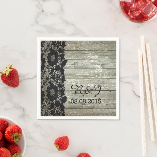 Rustieke schuur hout kant moderne land bruiloft gu servetten (Insitu)