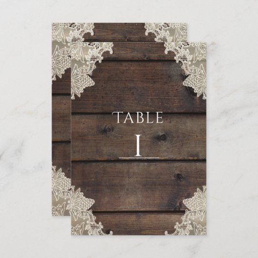 Rustieke Schuur Hout & Kant Romantisch Tafelnummer (Voorkant / Achterkant)