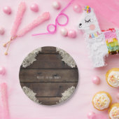 Rustieke schuur hout & kant romantische bruiloft r papieren bordje (Feest)