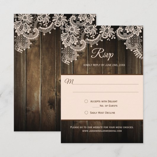 Rustieke schuur hout kant RSVP Kaartje (Voorkant / Achterkant)