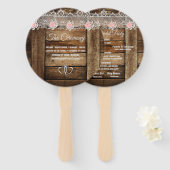 Rustieke Schuur Hout & Kant Wedding Programma Handwaaier (Voorkant en achterkant)
