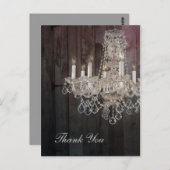 Rustieke schuur hout kroonluchter bruiloft dank u briefkaart (Voorkant / Achterkant)