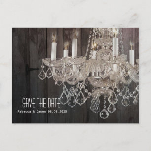 Rustieke schuur hout kroonluchter bruiloft opslaan aankondigingskaart