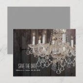 Rustieke schuur hout kroonluchter bruiloft opslaan aankondigingskaart (Voorkant / Achterkant)