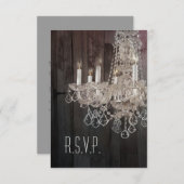Rustieke schuur hout kroonluchter bruiloft RSVP re (Voorkant / Achterkant)
