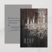 Rustieke schuur hout kroonluchter bruiloft RSVP re Kaartje (Voorkant / Achterkant)