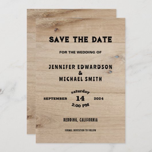 Rustieke schuur hout land bruiloft Save the date Kaart (Voorkant / Achterkant)