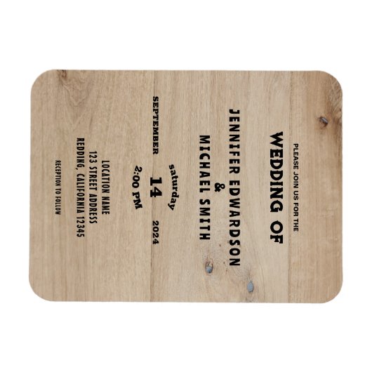 Rustieke schuur hout land bruiloft uitnodiging magneet (Horizontaal)