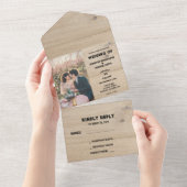 Rustieke schuur hout land foto Bruiloft All In One Uitnodiging (Afscheurbaar)