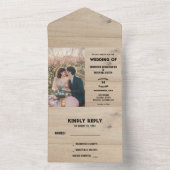 Rustieke schuur hout land foto Bruiloft All In One Uitnodiging (Binnen)