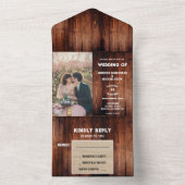 Rustieke schuur hout land foto Bruiloft All In One Uitnodiging (Binnen)