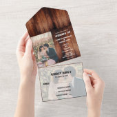 Rustieke schuur hout land foto Bruiloft All In One Uitnodiging (Afscheurbaar)