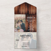 Rustieke schuur hout land foto Bruiloft All In One Uitnodiging (Binnen)